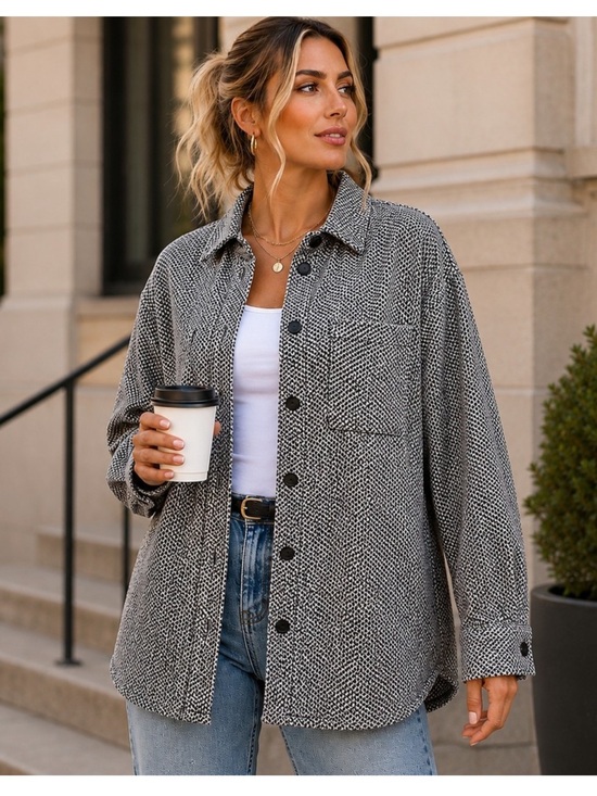 Athleta Jackets & Blazers - Athleta Braiden Black and White Textured Patterned Shirt Jacket
